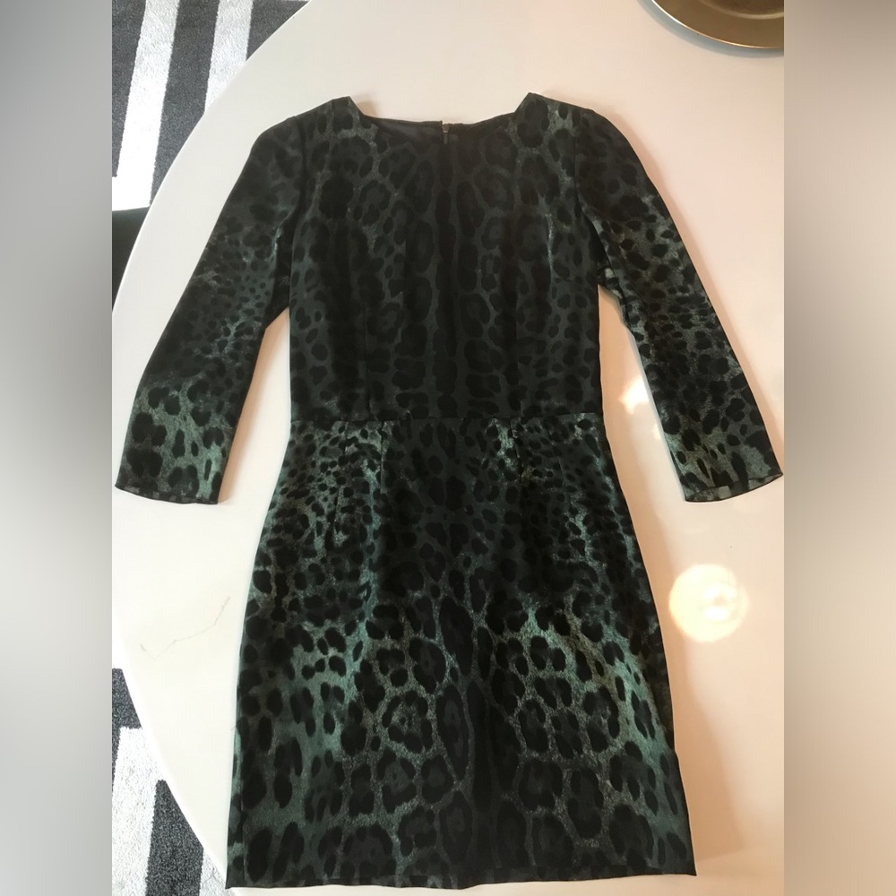 Dolce & Gabbana Mint condition! SILK Green Leopard Print Dress with back zipper. - Picture 11 of 16